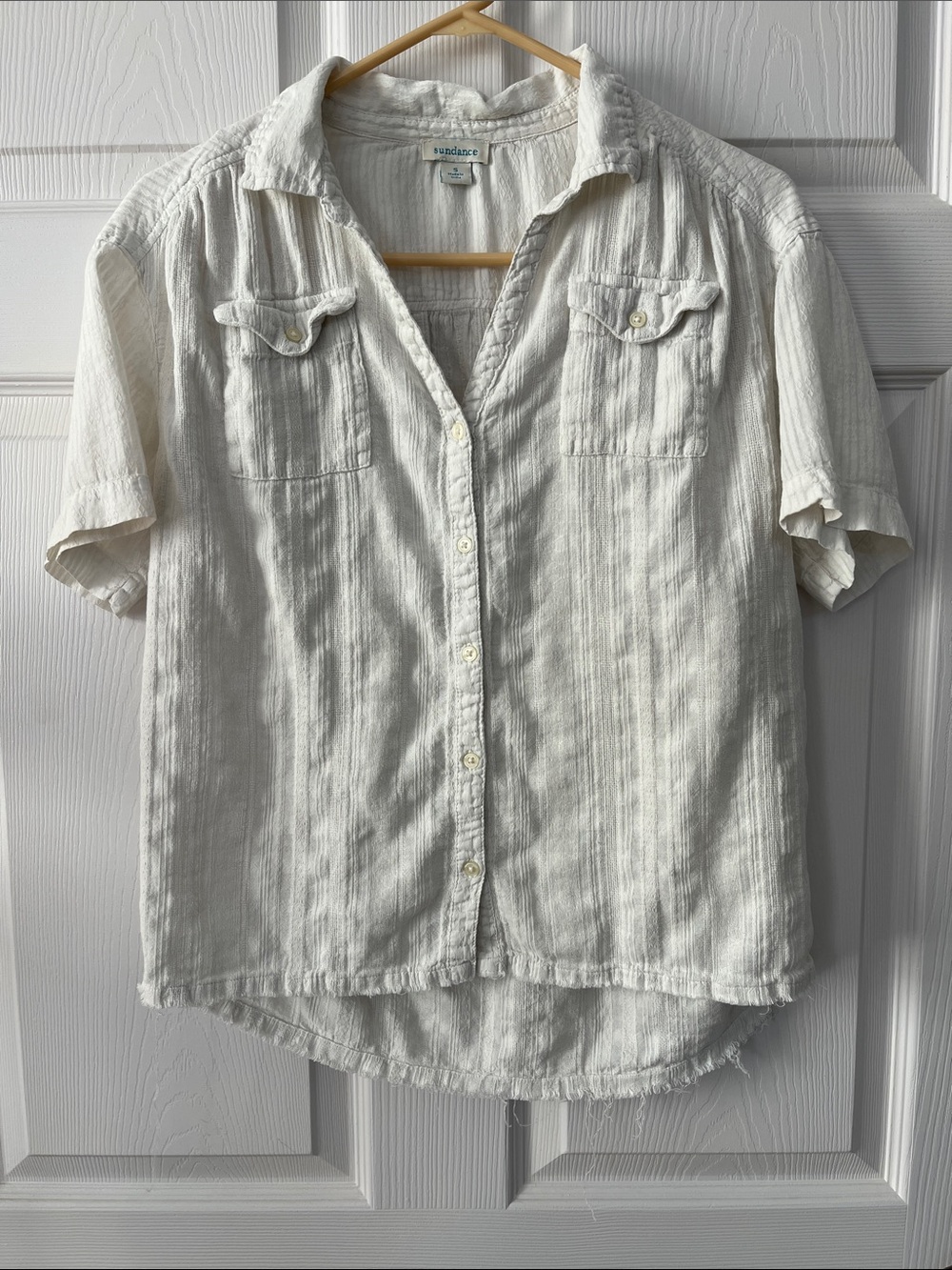 Sundance White Short-Sleeve Button-Down Shirt